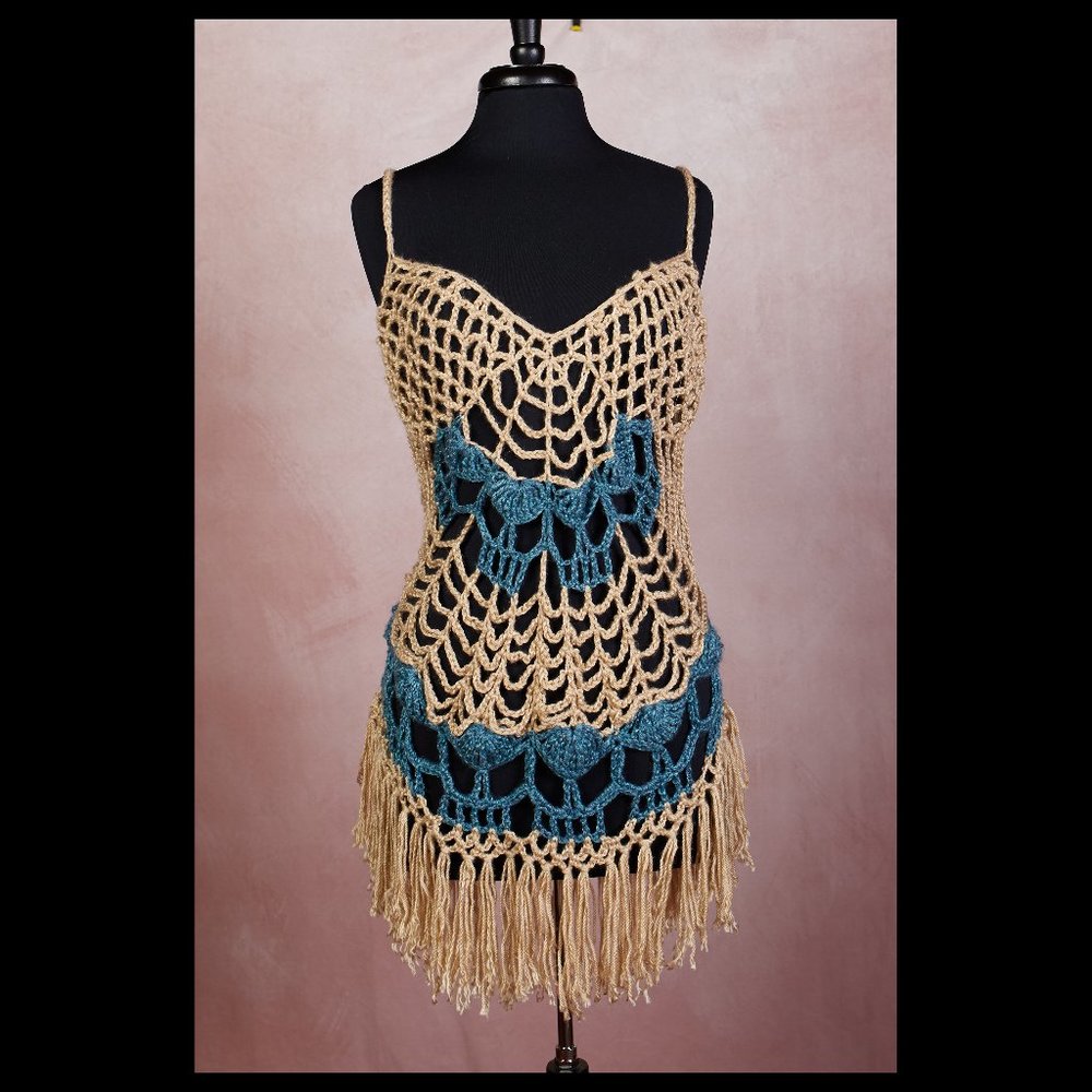 Crochet Top Dress Tunic / Boho / Hippie / Vintage